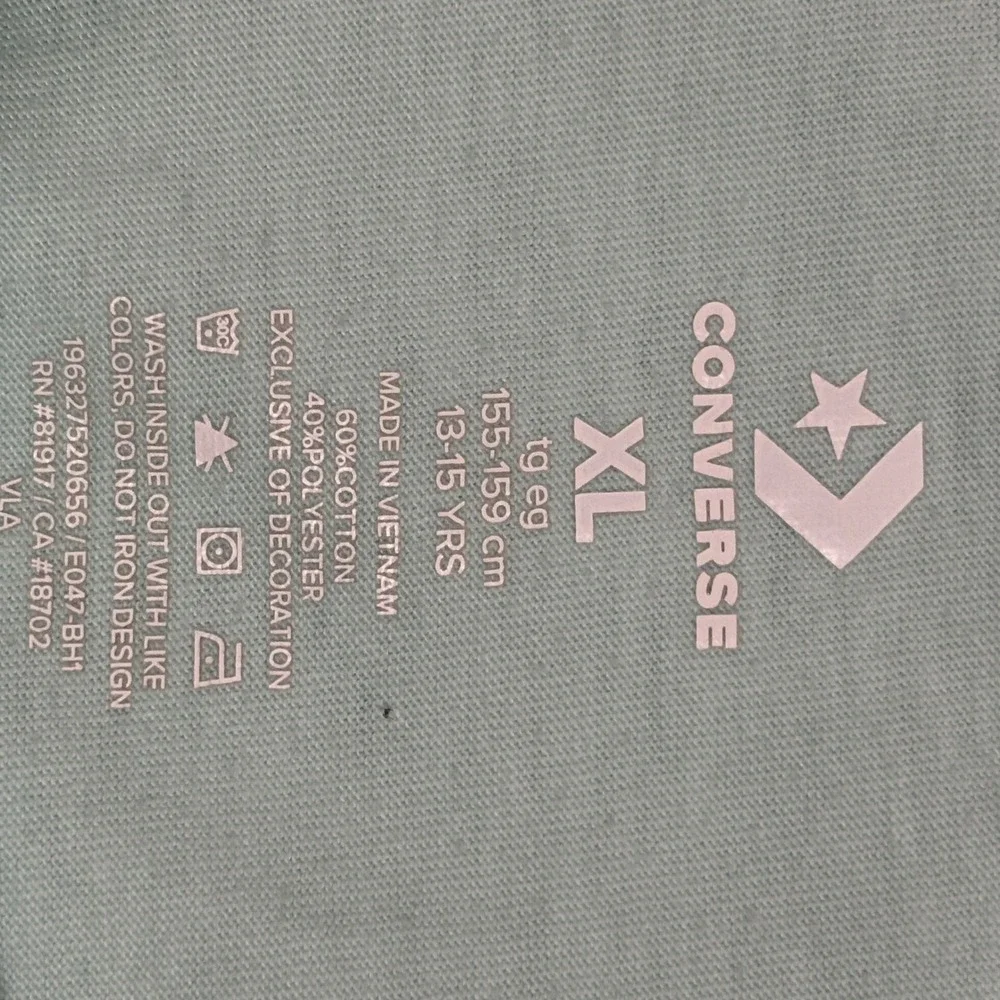 Converse All Star Floral‎ Graphic T-Shirt Girls XL Aqua Blue Cotton Blend